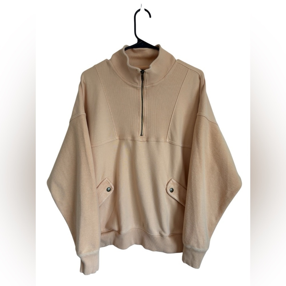 Aerie Pullover Peach Quarter-Zip Turtleneck Oversized Size M Unisex